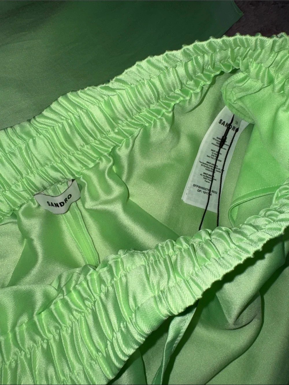 Sandro Neon Green Elastic Waist Shorts Set